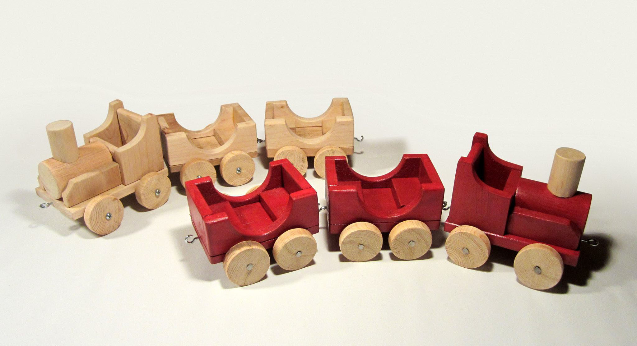 toy trains built from pallet wood